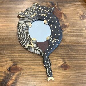 Vintage handheld Cat Mirror